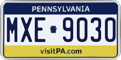 PA license plate MXE9030