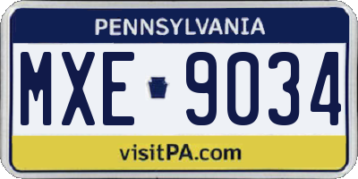 PA license plate MXE9034