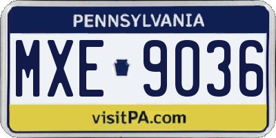 PA license plate MXE9036