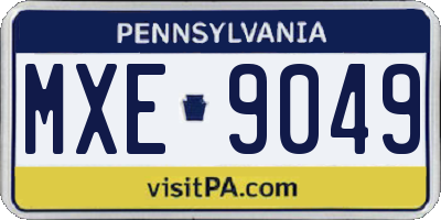 PA license plate MXE9049
