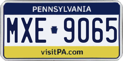 PA license plate MXE9065