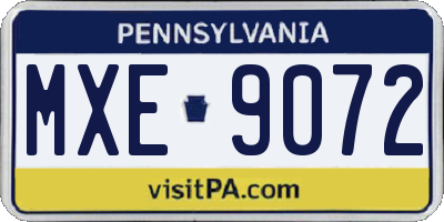 PA license plate MXE9072