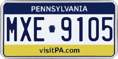 PA license plate MXE9105