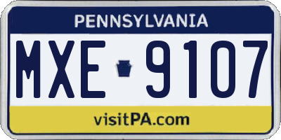 PA license plate MXE9107