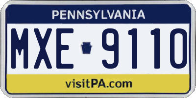 PA license plate MXE9110