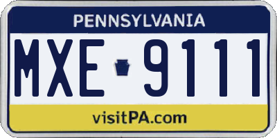 PA license plate MXE9111