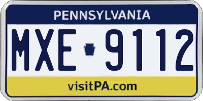 PA license plate MXE9112
