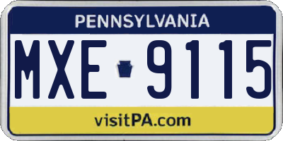 PA license plate MXE9115