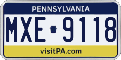 PA license plate MXE9118