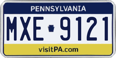 PA license plate MXE9121