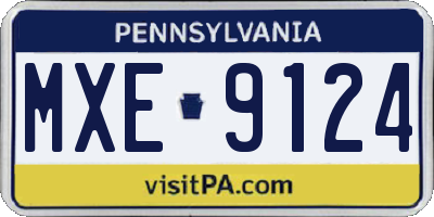 PA license plate MXE9124
