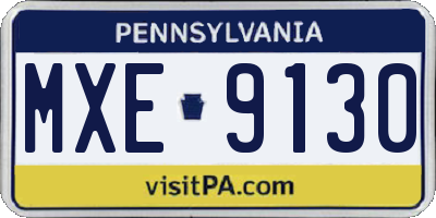 PA license plate MXE9130