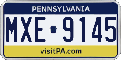 PA license plate MXE9145