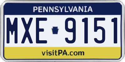 PA license plate MXE9151