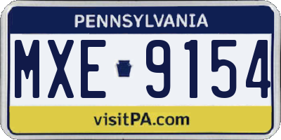 PA license plate MXE9154