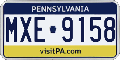 PA license plate MXE9158