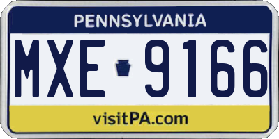PA license plate MXE9166