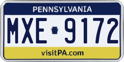 PA license plate MXE9172