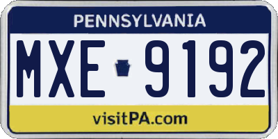 PA license plate MXE9192