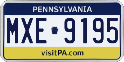 PA license plate MXE9195