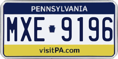 PA license plate MXE9196