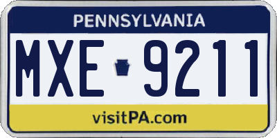 PA license plate MXE9211