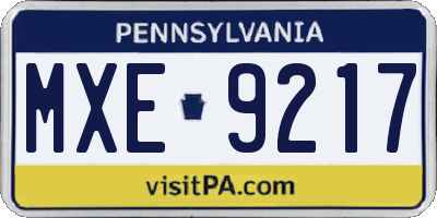 PA license plate MXE9217