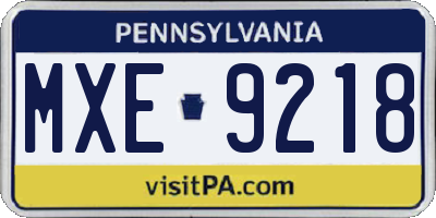 PA license plate MXE9218