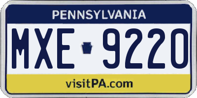 PA license plate MXE9220