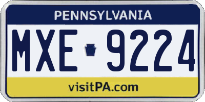 PA license plate MXE9224