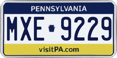 PA license plate MXE9229