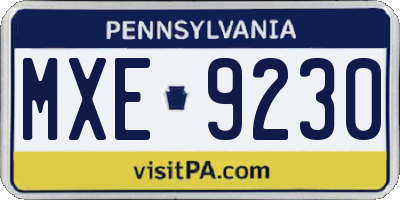 PA license plate MXE9230
