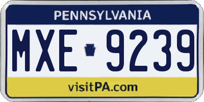 PA license plate MXE9239