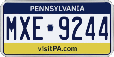 PA license plate MXE9244