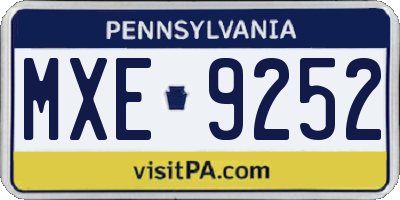 PA license plate MXE9252