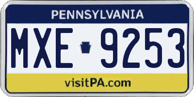 PA license plate MXE9253