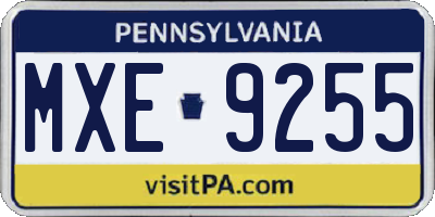 PA license plate MXE9255
