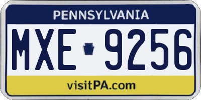 PA license plate MXE9256