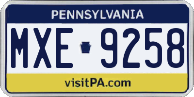 PA license plate MXE9258