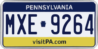 PA license plate MXE9264