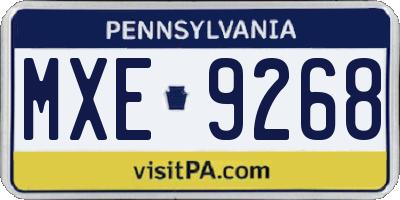 PA license plate MXE9268