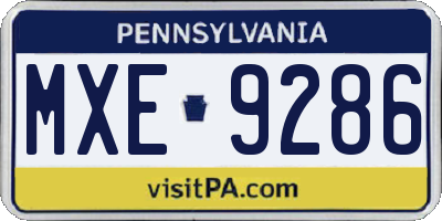 PA license plate MXE9286