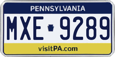 PA license plate MXE9289