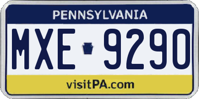 PA license plate MXE9290
