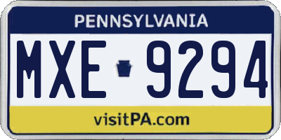 PA license plate MXE9294