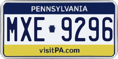 PA license plate MXE9296