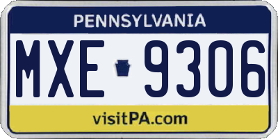 PA license plate MXE9306