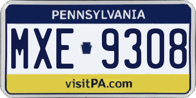 PA license plate MXE9308