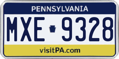 PA license plate MXE9328