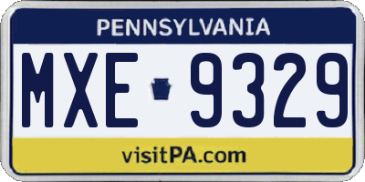 PA license plate MXE9329
